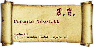 Berente Nikolett névjegykártya
